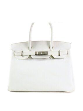 Hermes Birkin 30 White Silver Epsom Handbag